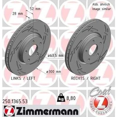 Imagen de ZIMMERMANN 250.1365.53 Disco de freno 300 28 5/5 5 108 ventilación interna, ranurado revestido altamente carbonizado FORD: MONDEO 4