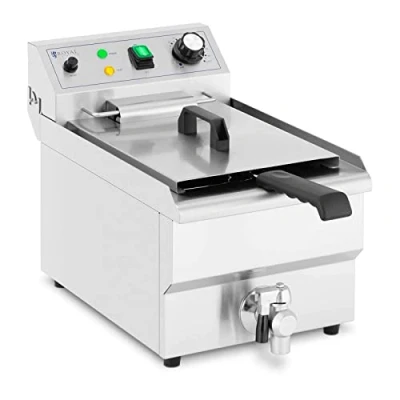 Imagen de Royal Catering Freidora Eléctrica Profesional para Hostelería RCPSF 9ETH (Volumen: 9 L, 3000 W, Con grifo de vaciado y zona fría)