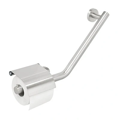 Imagen de Tiger Boston Comfort &amp; Safety Asidero baño con portarrollos tapa derecho Acero inoxidable cepillado