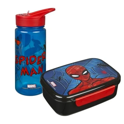 Imagen de Scooli Set de Regalo vajilla para niños Spider Man Compuesto por Fiambrera y biberón Ideal el Colegio o la guardería a Partir 4 años plástico sin BPA