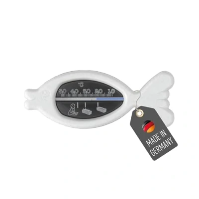 Imagen de Lantelme termómetro de baño para bebé, niños, color pescado, blanco, indicador temperatura con indicaciones, analógico del agua en bañera