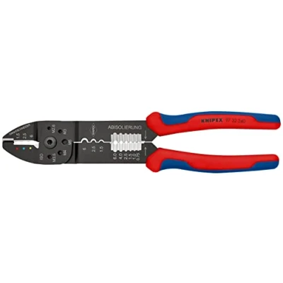 Imagen de Knipex Alicate para crimpar terminales negro, lacado, con fundas multicomponentes 240 mm 97 32