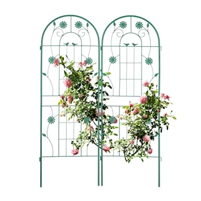 Imagen de Relaxdays Soportes para Plantas, Set de 2, 150 x 50 cm, Autónomos, Enrejado con Estacas, Enredaderas y Rosales, Verde