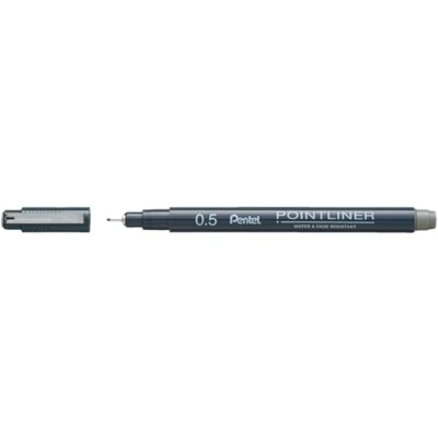 Imagen de Pentel Pointliner S20P 5N Rotulador de punta fina (resistente al agua y a la luz, 0,5 mm, 1 unidad), color gris