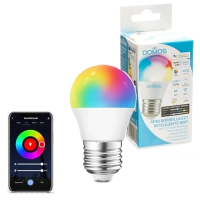 Imagen de Domos Bombilla Wifi Inteligente LED Mini Luz de Colores 5.5W E27 Regulable y Programable Smart Home Compatible con Alexa Google Assistant Cambio Color RGB e Intensidad