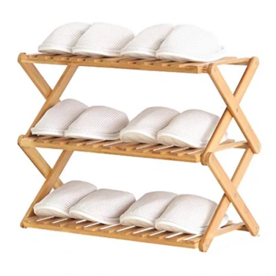 Imagen de Estante Zapatero Plegable,Estante para Zapatos Banco de bambú,Estante Almacenamiento Ideal Entrada, Pasillo, Baño, Sala Estar y Pasillo,Ahorra Espacio, Almacenaje Zapato