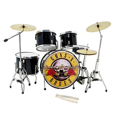 Imagen de MINIATURA BATERÍA ACUSTICA NEGRO BRILLO MDR 0022 GUNS &amp; ROSES REGALO MUSICAL ROCKMUSIC