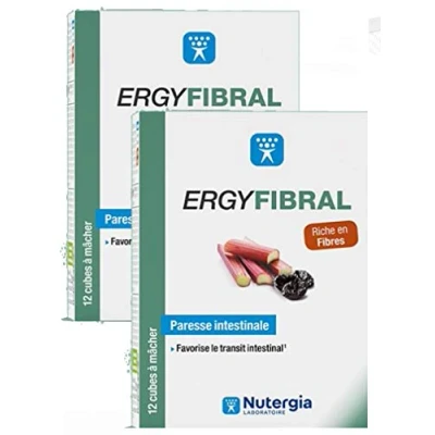 Imagen de ERGYFIBRAL cubos de mascar a base frutas y plantas ricas en fibra magnesio. Nutergia Lote 2 cajas 12 (2)