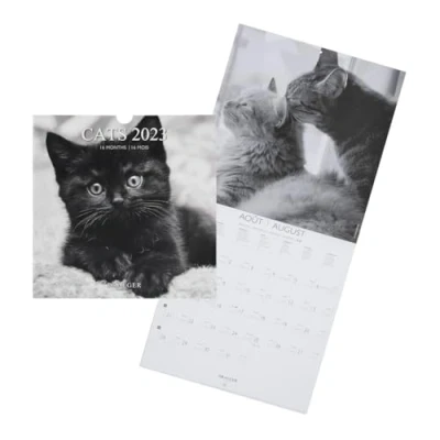 Imagen de DRAEGER PARIS 1886 Grand calendrier mural Chats noir et blanc 2023