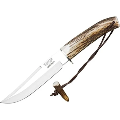 Imagen de Joker Cuchillo de Caza CC73 Luchadera, Mango asta Ciervo, Hoja 16 cm, Incluye Funda Cuero marrón, Herramienta Pesca, Caza, Camping y Senderismo