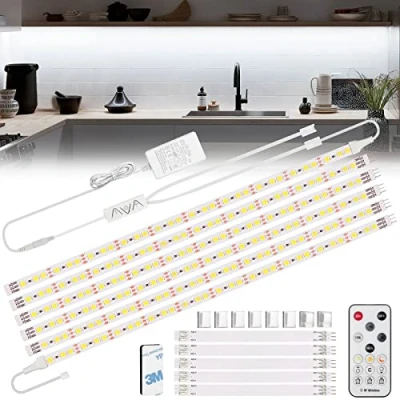Imagen de Enteenly Tira Led Blanca Frio 3 Metros, Debajo de Los Armarios, Kit Luz con Mando a Distancia para Vitrina, Cocina, Escritorio, Estantería, Armario, Iluminación Fondo, 6500K