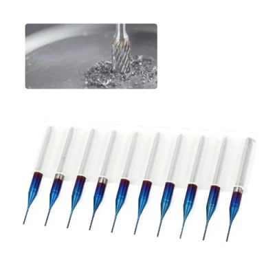 Imagen de 10pcs Juegos de Brocas molino extremo rotativas CNC fresado PCB, Carburo tungsteno, enrutador en espiral Cortador (0.5mm)