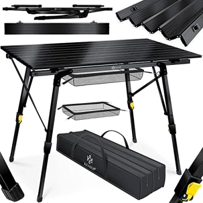Imagen de KESSER® Mesa de Camping Plegable, con Marco Aluminio, Tablero Enrollable, Plegable Ajuste Altura Incl. Bolsa Transporte Correa, 90 x 53cm bis 30 kg