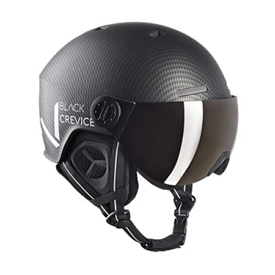 Imagen de BLACK CREVICE casco de esquí Sölden I con visera estilo piloto en diferentes colores hombre y mujer snowboard unisex ajustableI transpirable (S, negro carobono mate/blanco)