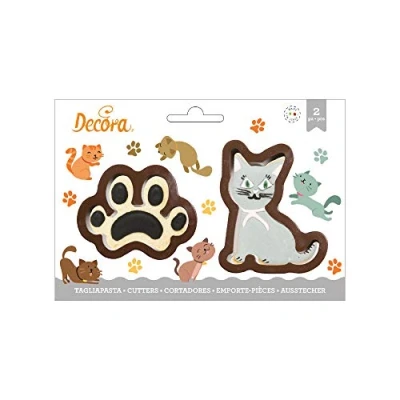 Imagen de Decora 0255210 Set 2 CORTADORES EN PLASTICO Gato Y Huella, Surtido