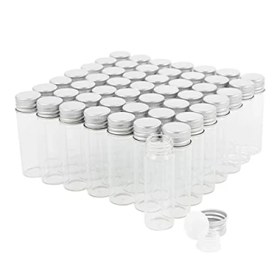 Imagen de Viales de Vidrio 15 ml con Tapones Rosca y Tapas Interiores plástico, Vial Muestra Líquido Transparente Pequeño, a Prueba Fugas, 50 Unidades