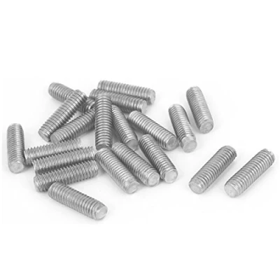 Imagen de sourcing map Varilla M6 x 20mm macho roscado de acero inoxidable 304 La Barra del tornillo 20 pcs tono plata