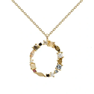 Imagen de PDPAOLA Collar Letra O Plata de Ley 925 Bañada en Oro 18k Joyas para Mujer