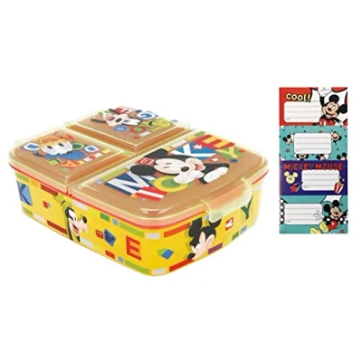 Imagen de Theonoi fiambrera para niños con compartimentos, sin BPA, diseño de Mickey Mouse