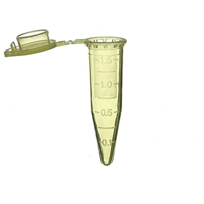 Imagen de MUHWA 500 tubos de microcentrífuga graduados polipropileno con tapa a presión, microtubos prueba 1.5 ml vial muestra microtubo cónico para laboratorio (amarillo)