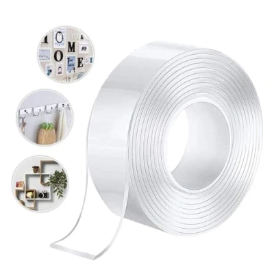 Imagen de GXR cinta adhesiva reutilizable de doble cara transparente sin rastro, extraíble 3M, antideslizante para pared, cocina, alfombra, fotos fijas