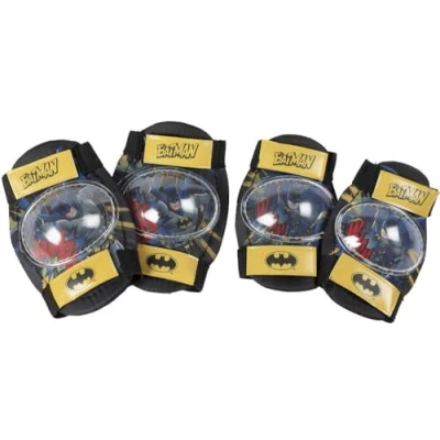 Imagen de DC Comics protección Kit Protector Nivel 1 Coderas Rodilleras Niño Batman Hombre murciélago Bici Seguridad Superheroe Negro Amarillo S, Bebés niños