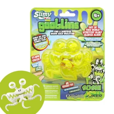 Imagen de Slimy Gooblins Slime Ghost de Monstruo Ghost, 100 g, super elástico, original Slime, con divertidos esqueletos espeluznantes para descubrir y coleccionar, juguete amasar (3 años),
