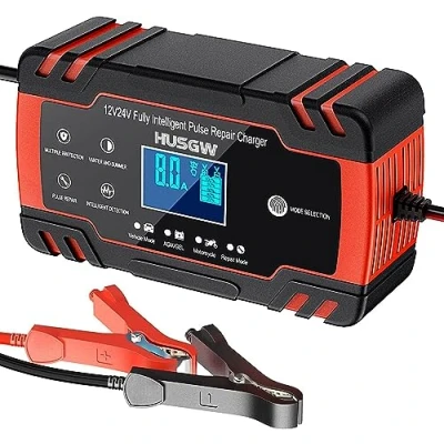 Imagen de Cargador de Baterías, 8A 12V / 4A 24V Batería Coche Inteligente Completamente Automático, La Pantalla LCD se Utiliza en Bateria Automóviles, Motocicletas, etc