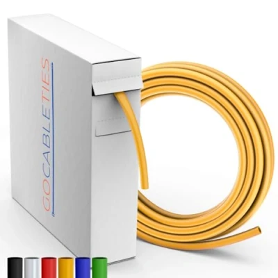 Imagen de Gocableties Mini carrete termoretractil amarillo 3,2 mm x 11 m Contracción 2:1 Tubo impermeable para aislamiento de cables, marcado, agrupación cables y reparaciones