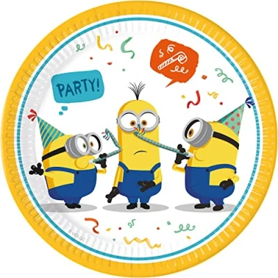 Imagen de Procos 0 Producto con licencia Folat 93457P Platos FSC Minions 23cm 8 piezas, multicolor, talla estándar