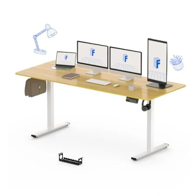 Imagen de FLEXISPOT Escritorio Eléctrico Ajustable en Altura con Tablero Blanca 200x80cm, Standing Desk para Computadora Gancho, Función de Memoria, Oficina y Dormitorio