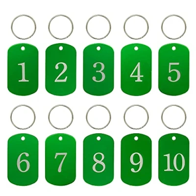 Imagen de Etiquetas de identificación grabadas en aluminio, para llaves. con llavero (1 10, verde)