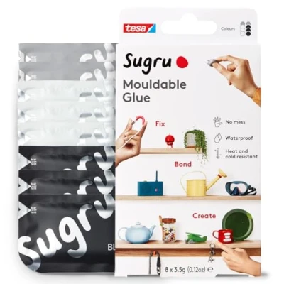 Imagen de tesa 41281 00000 01 Pegamento Multiusos para fijación Y fabricación Creativas, Negro, Blanco Gris, 8 pack