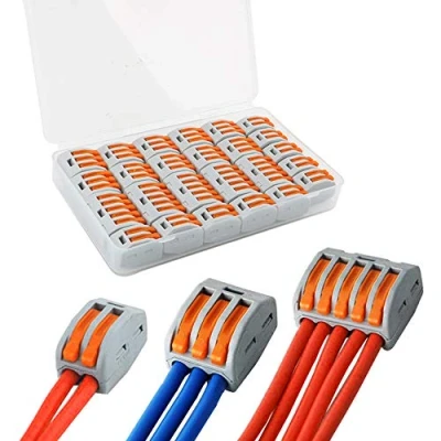 Imagen de QitinDasen 25Pcs Palanca Tuerca Cable Conector Set, Compacto Conductor Conector, Rápido Resorte Bloque Terminal (KV222 412, KV222 413, 415)
