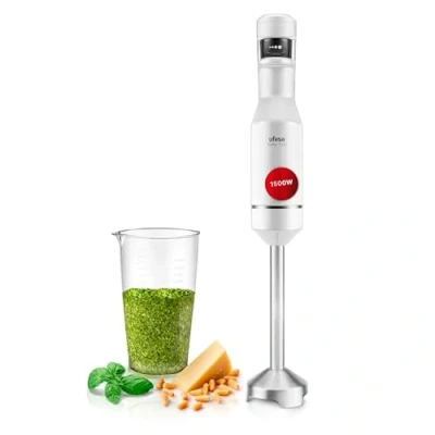 Imagen de Ufesa Batidora de Mano Stellar TouchSpeed 1500W, Pantalla Digital, Velocidad Táctil Variable, 4 Cuchillas Alta Eficiencia, Diseño Ergonómico y Antisalpicaduras, Vaso Medidor Incluido, Sin BPA