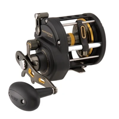 Imagen de PENN Fathom II Carrete multiplicador de Viento Nivel Pesca Agua Salada para Barco, Orilla y Kayak, Negro Dorado, 30 Derecho