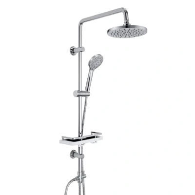 Imagen de Görbach Columna de Hidromasaje sin Grifo Set Ducha Acero Inoxidable Altura Adjustable Conjunto Juego Baño con Mano, Estante y Cabezal Rociador ABSD20cm