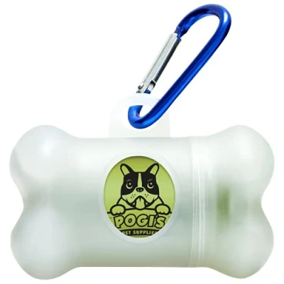 Imagen de Pogi&#039;s Dispensador de Bolsas para excrementos 1 rollo (15 compostables bolsas) grandes biodegradables, perfumadas y antigoteo perros