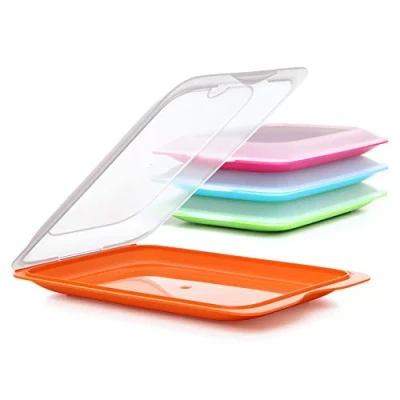 Imagen de Tatay Set de 4 Unidades Porta Embutidos y Alimento Fresh, Libre BPA, Reutilizables, Apilables, Apto Lavavajillas Microondas, Color Mixto.Medidas 17 x 3,2 25,2 cm