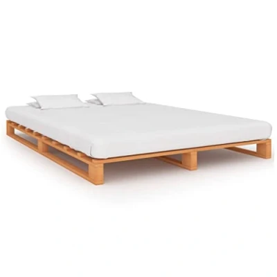 Imagen de vidaXL Estructura de Cama Palés Mobiliario Casa Clásica Práctica Cómoda Moderna Robusta y Duradera Sin Colchón Marrón 180x200cm Madera Maciza Pino