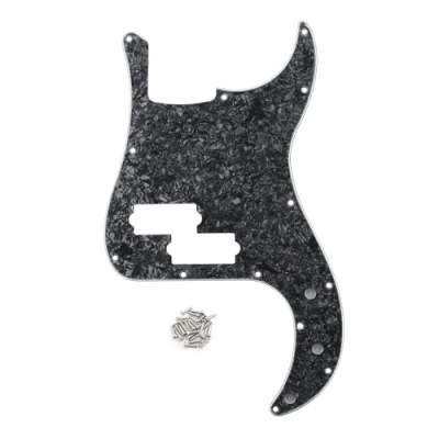 Imagen de FLEOR Golpeador de bajo precisión estándar estilo moderno 13 orificios sin muesca varilla armadura para modelo P 4 cuerdas, perla negro
