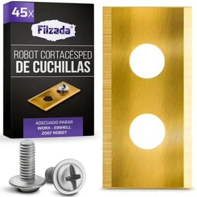 Imagen de Filzada® 45x Cuchillas de repuesto titanio adecuadas para todos los robots cortacésped Worx Landroid también LandXcape, Zoef Robot y Einhell.