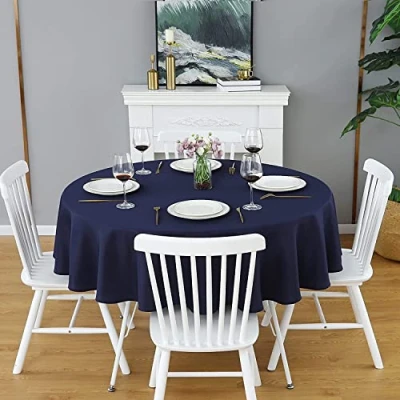Imagen de GREATOYAR Mantel Antimanchas Redondo, Impermeable, Hule Mesa, Resistente, Lavable, Ideal para Interiores y Exteriores, Decoración de Azul, Diámetro 140cm