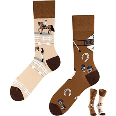 Imagen de TODO COLOURS Calcetines de equitación con diseño caballos, multicolor Dressage 35 38