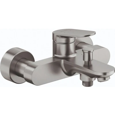 Imagen de Duravit Wave Grifo monomando para bañera (2 consumidores, con sistema de mezcla cerámica y válvula antirretorno, acero inoxidable cepillado)