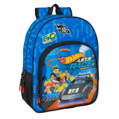 Imagen de Safta HOT WHEELS LET&#039;S RACE Mochila Escolar Niño, Infantil, Adaptable a Carro, Ideal para Niños en Edad Escolar, Cómoda y Versátil, Calidad Resistencia, 33x14x42 cm
