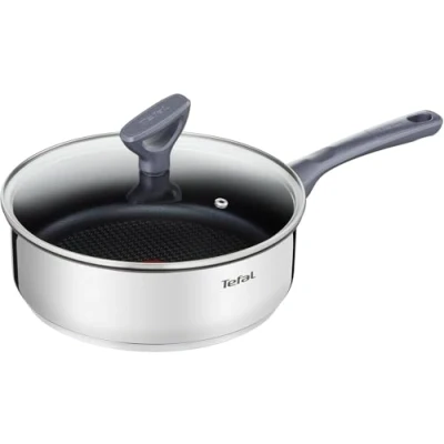 Imagen de Tefal Daily Cook Cazo acero inoxidable con Tapa de 24 cm, 4 Litros, aptas para todo tipo cocinas incluido inducción, gran conductividad y resistencia