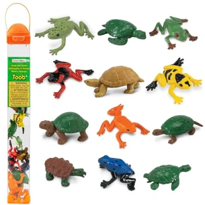 Imagen de Safari Ltd. 12 Figuras en Miniatura de Ranas y Tortugas Reptiles No Tóxico Libres BPA Adecuadas para Edades 3