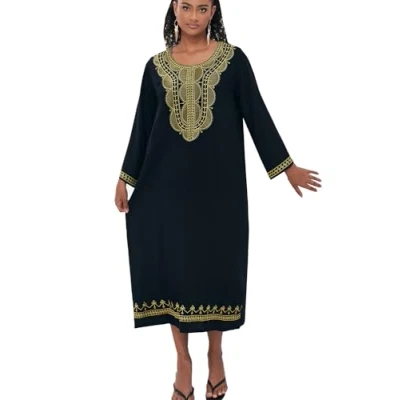 Imagen de YouKD Vestido Largo de caftán algodón Verano para Mujer Traje baño Bohemio Batas Playa