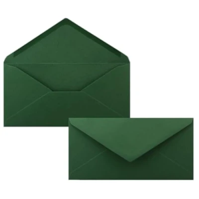 Imagen de Sobres, 100 unidades, color verde musgo, longitud DIN, 110 x 220 mm (11 22 cm), adhesivo húmedo, sin ventana, ideales para tarjetas de invitación FarbenFroh by GUSTAV NEUSER
